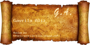 Gavrila Aliz névjegykártya